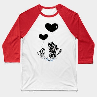 Cat with scarves - Love Heart Baseball T-Shirt